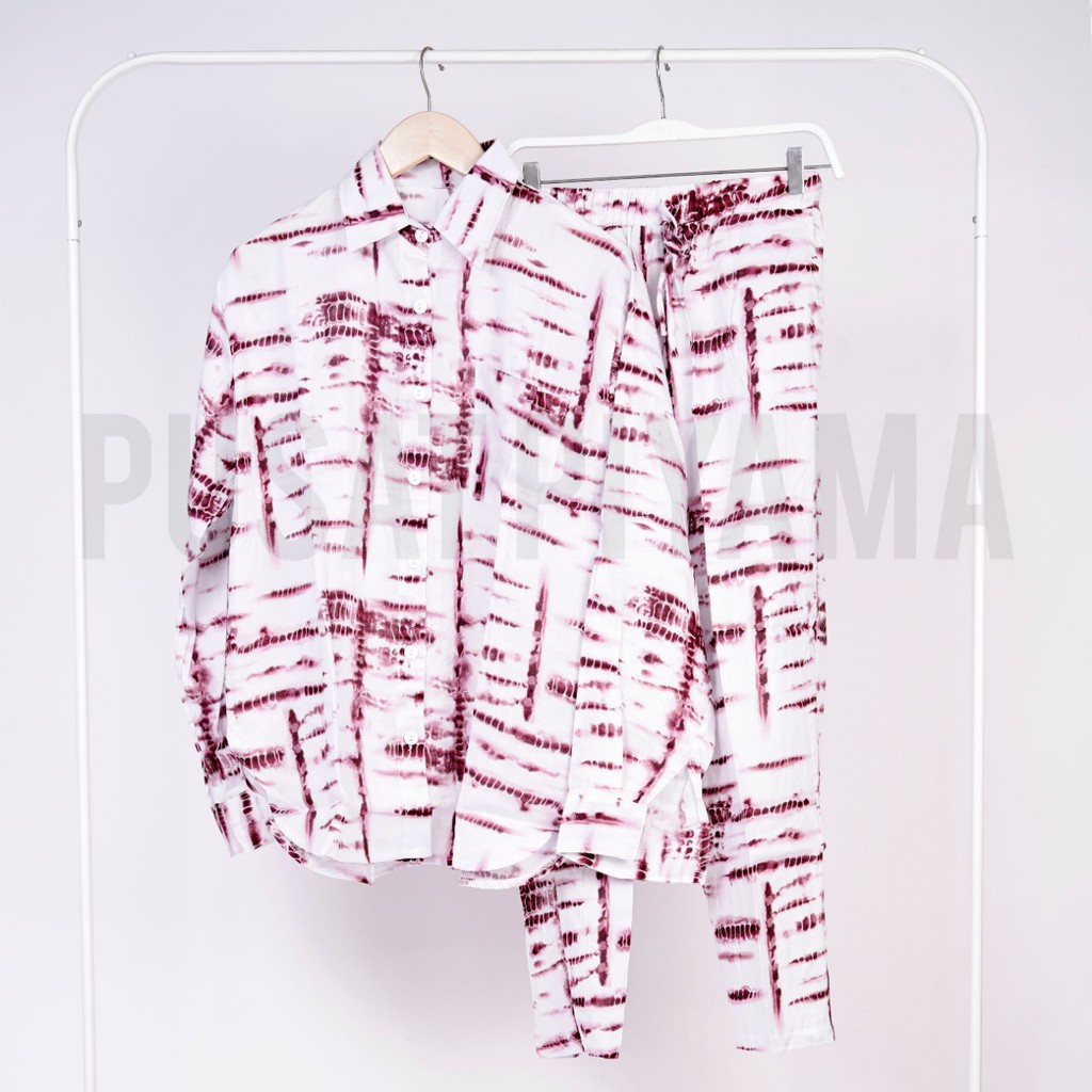 DAILY SET PIYAMA TIE DYE SET LENGAN PANJANG BIG SIZE  / SETELAN BAJU TIDUR RAYON / PIYAMA KEKINIAN