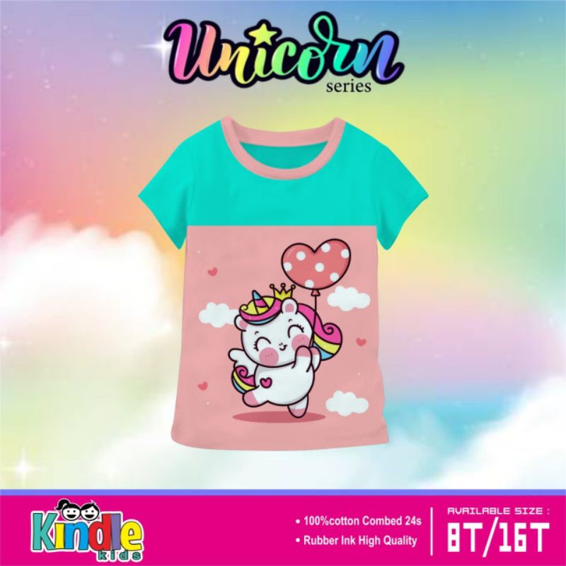 Kaos Anak Cewe Junior 7-14 Tahun Motif UNICORN kaos KINDLEKIDS KINDLEKIDZ