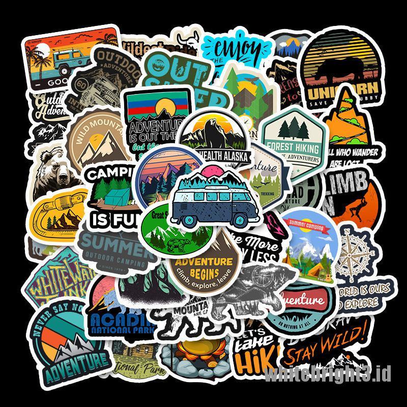 (white3) 50pcs Stiker Anti Air Untuk Camping / Outdoor / Climbing