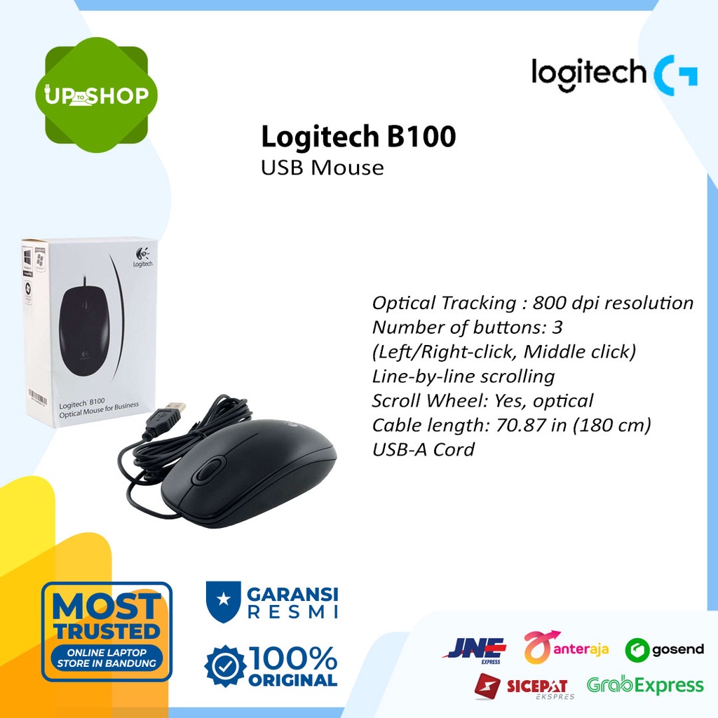 Logitech B100 Mouse Kabel USB Optical