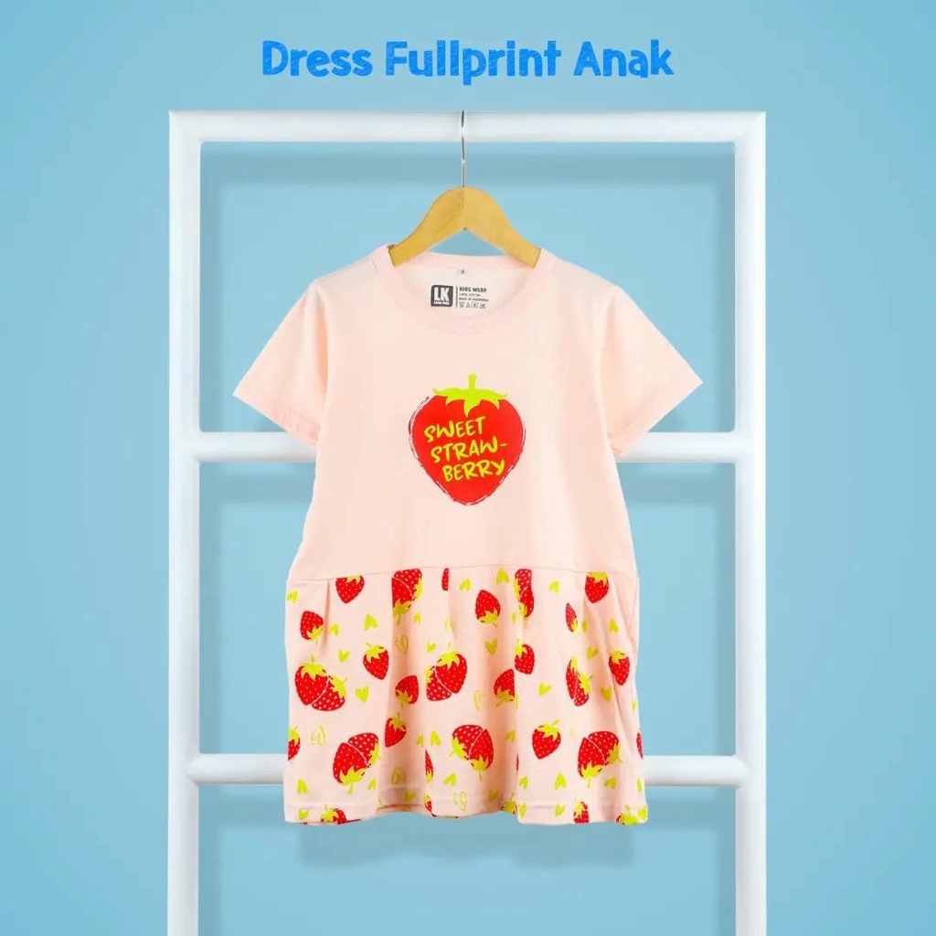 Dress Anak Perempuan 1 2 3 4 5 6 Tahun Kaos Motif Lucu Murah Import Bahan Cotton Combed 30s Lengan Pendek Kekinian