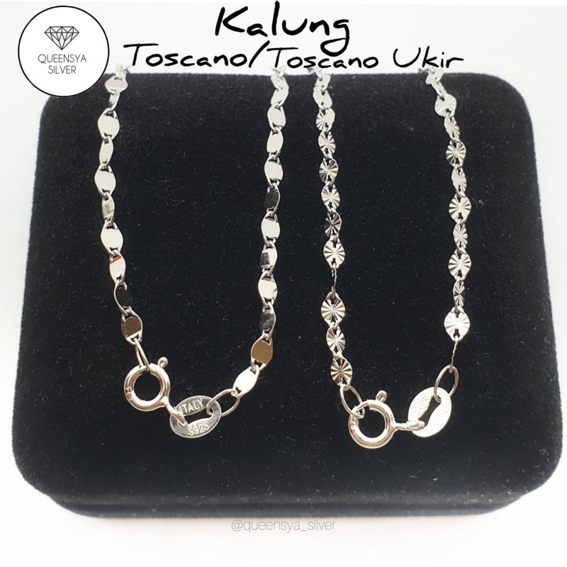 Kalung Perak TOSCANO Model Emas Asli Silver 925 Lapis Emas Putih