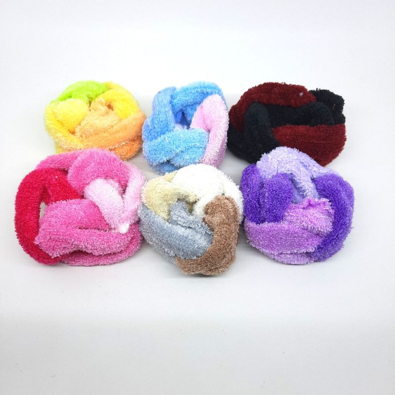 6pcs IKAT RAMBUT DONUT HANDUK LILIT 4 GROSIR