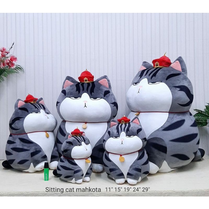 Boneka Kucing Mahkota Size 15&quot;/37cm/boneka cat abu/boneka furyucat/boneka anak lucu/