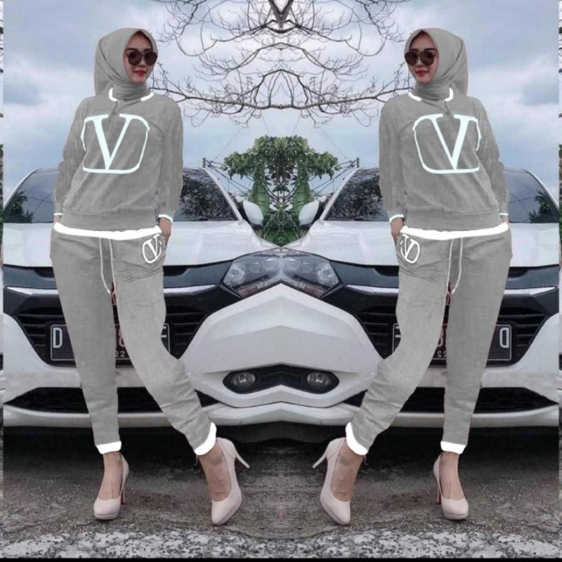 RR Fashion Muslim Set Wanita Set Hijab Set Joger Set Training Set Sepeda Set Valentino SET SOFIA