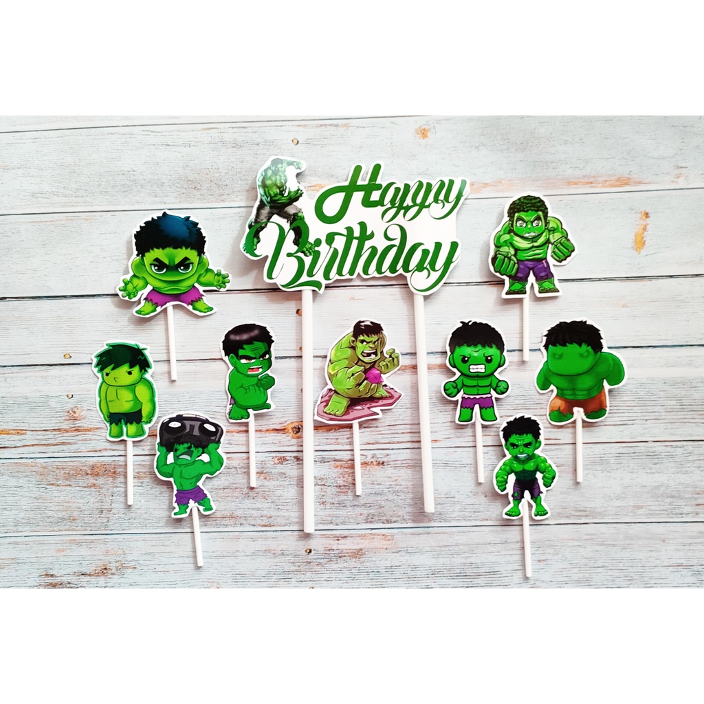 satu set cake topper hiasan kue ulang tahun karakter hulk HULK