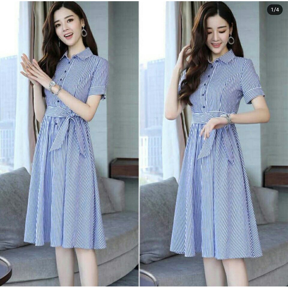 Dress Sevy Stripe/TERBARU/TERLARIS/TERPOPULER/TREND/UKURAN L,XL /BERKUALITAS