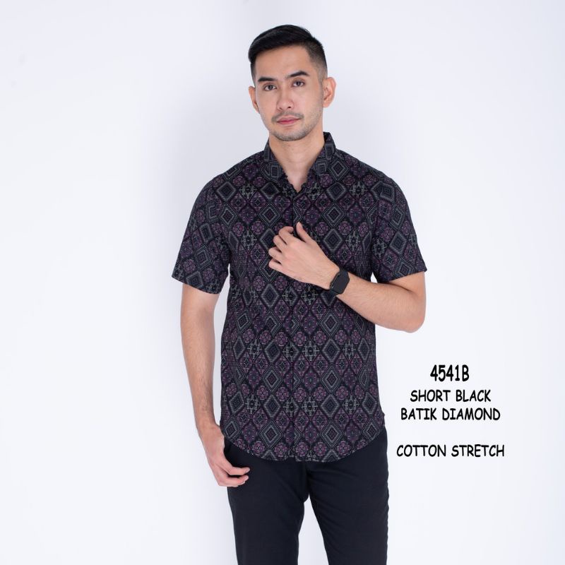 Baju kemeja Batik Lengan Pendek Pria Motif Songket