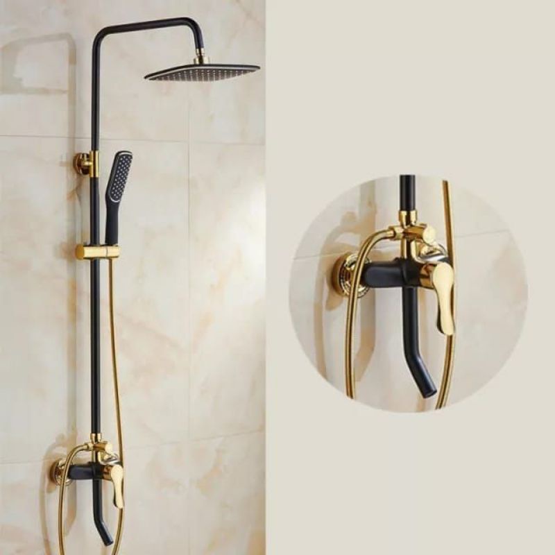 shower tiang set coulomn kuningan black gold / hitam emas  + kran panas dingin PROMO TERMURAH