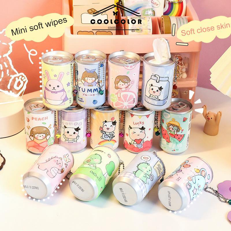 COD❤️30 PCS/SET Kreatif Minuman Kaleng Tisu Basah Perjalanan Portabel Mini Tisu Pembersih Sekali Pakai