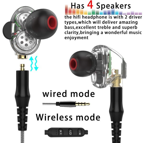 Earphone SENDEM U201 In-Ear Dynamic Dual Driver heavybass sports