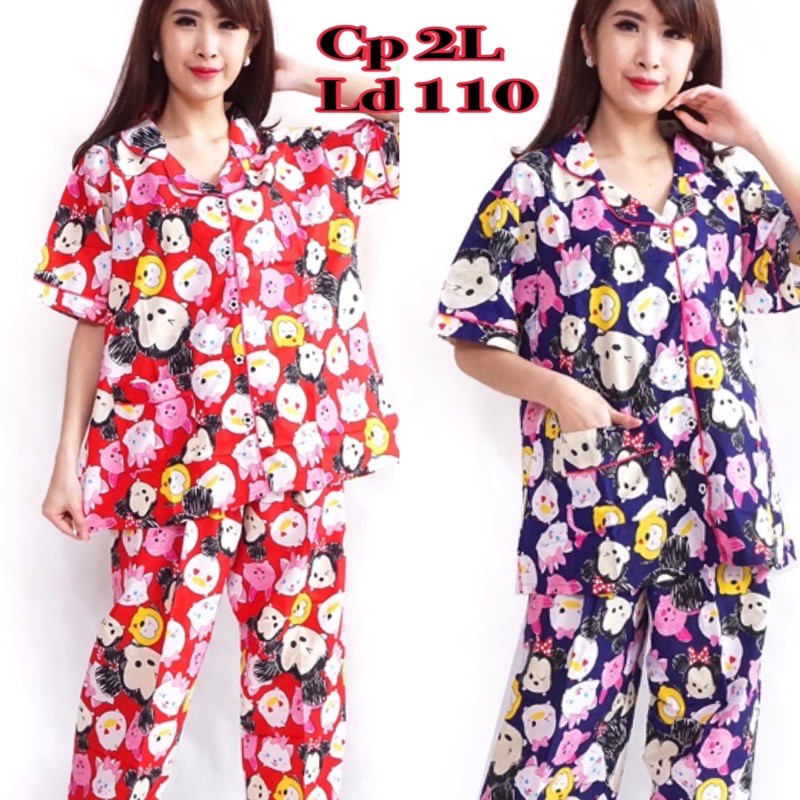 baju tidur cp xl 2L ld110 lengan pendek celana panjang