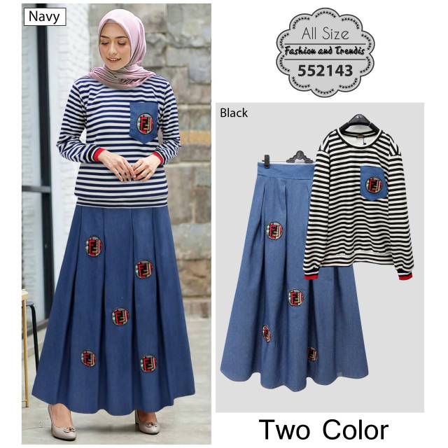 Setelan muslimah jeans fendi extu 552143