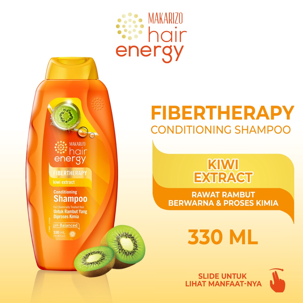 Makarizo Hair Energy Fibertherapy Conditioning Shampoo Kiwi 330ml | 2 in 1 Fibertherapy Shampoo + Conditioner