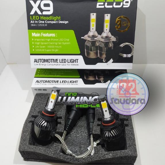 Lampu Mobil Hb3/Hb4 3 Warna X9 Eco9 Luminos Led 3 Color
