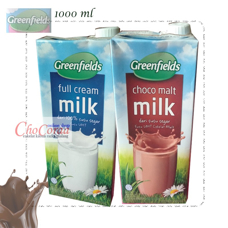 

Susu UHT Greenfields 1 liter rasa cokelat dan plain