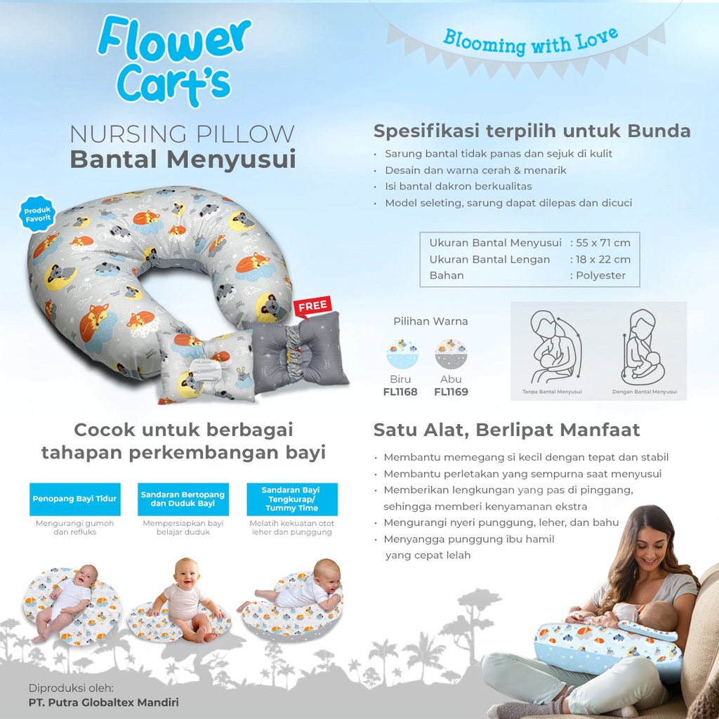 Bantal Menyusui Chevron Series OMILAND // BM FLOWER CARTS KOALA SERIES