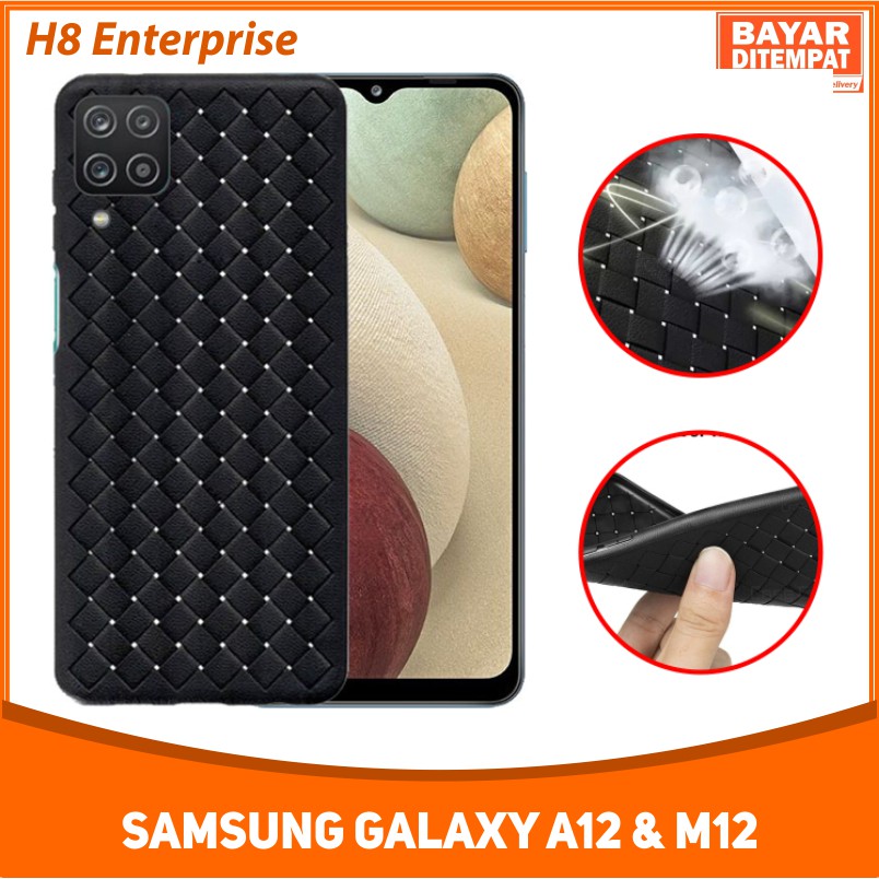 Soft Case Samsung Galaxy A12 M12 Casing Cover HP Original Premium Woven Silicone