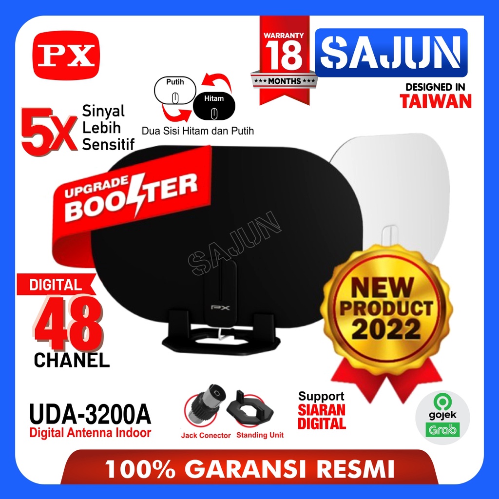 PX UDA-3200A Antena TV Digital Analog Indoor Dinding DVB T2 + Booster