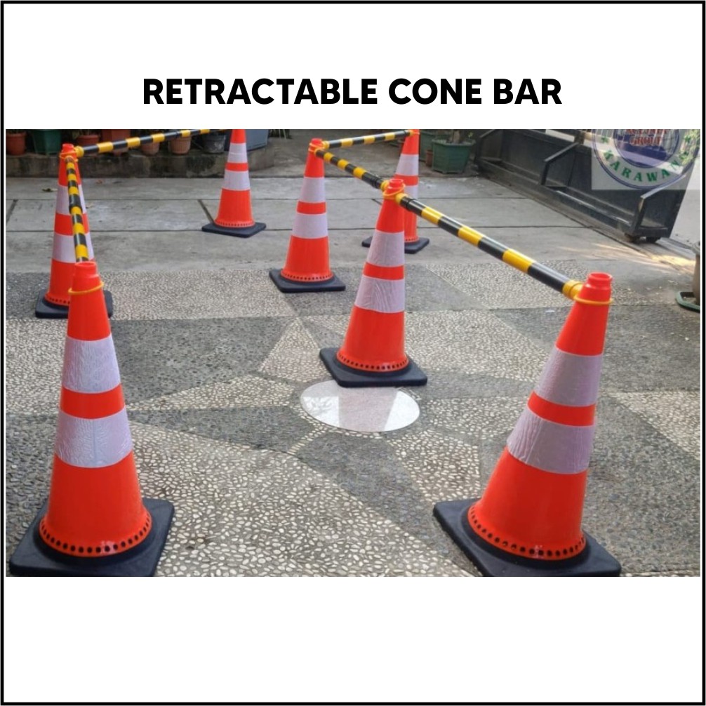 RETRACTABLE CONE BAR / STICK PENGHUBUNG TRAFFIC CONE PENGHALANG - HITAM KUNING