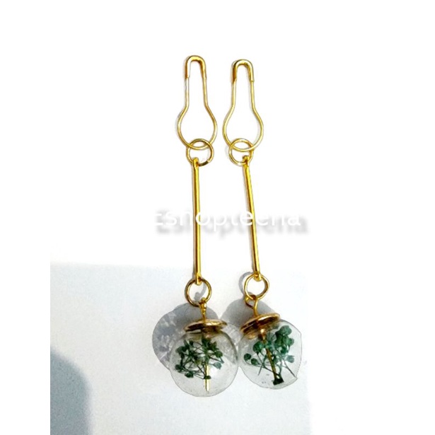 Anting hijab juntai bola bunga gold