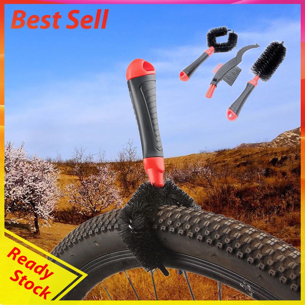 3pcs Bike Motorcycle Chain Cleaner Tire Wheel Brushes Cleaning Tool Sets