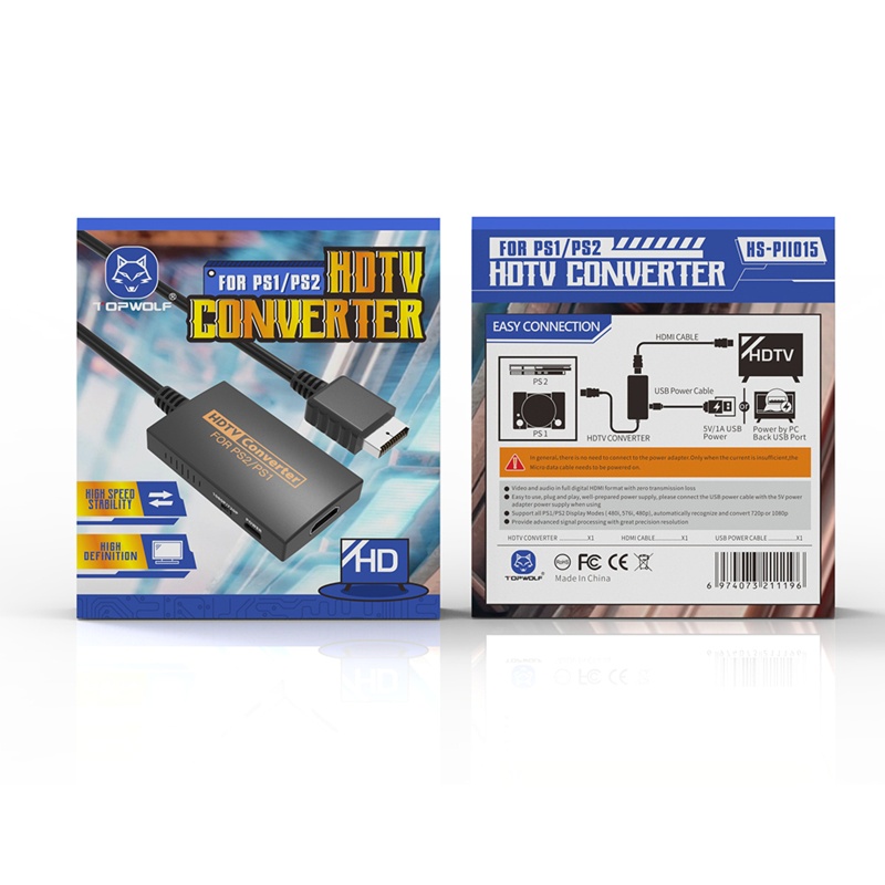 Btsg Kabel Konverter AV Untuk PS2 &amp; PS1 Console to 1080P Adapter Dengan Kabel USB Plug &amp; for Play