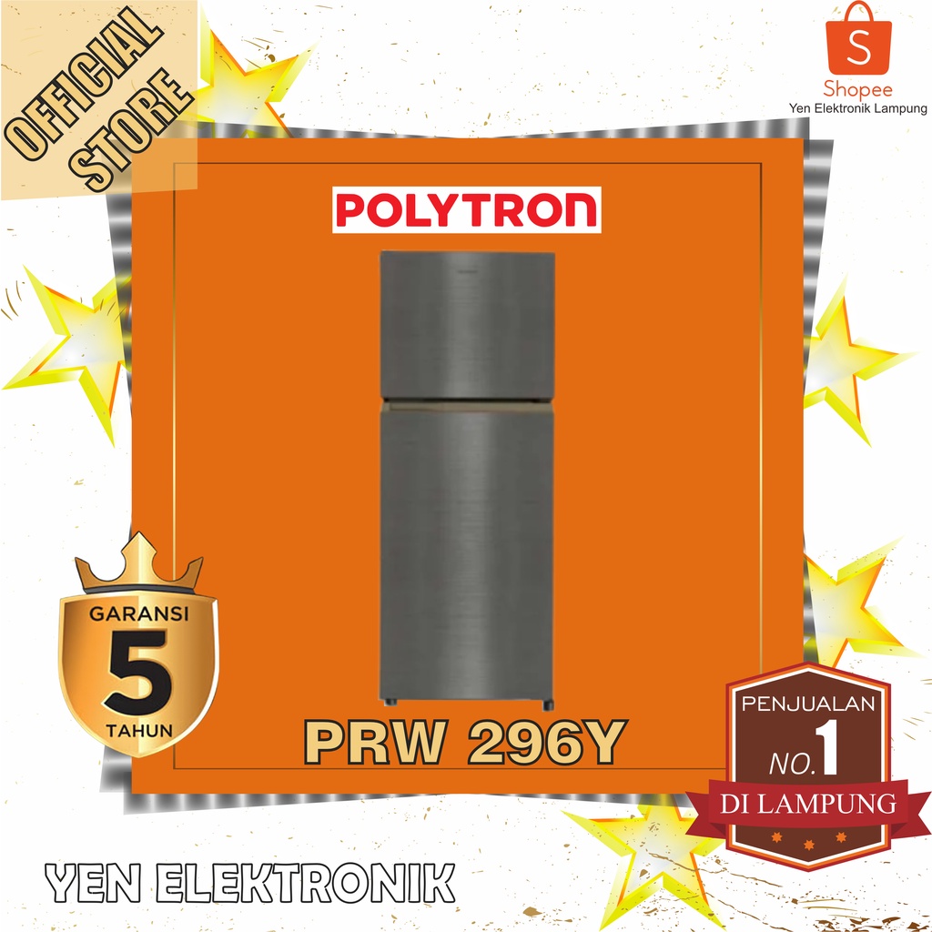 Kulkas POLYTRON Metal Jumbo 2 pintu 260 liter PRW 296Y Garansi Resmi POLYTRON 5 Tahun