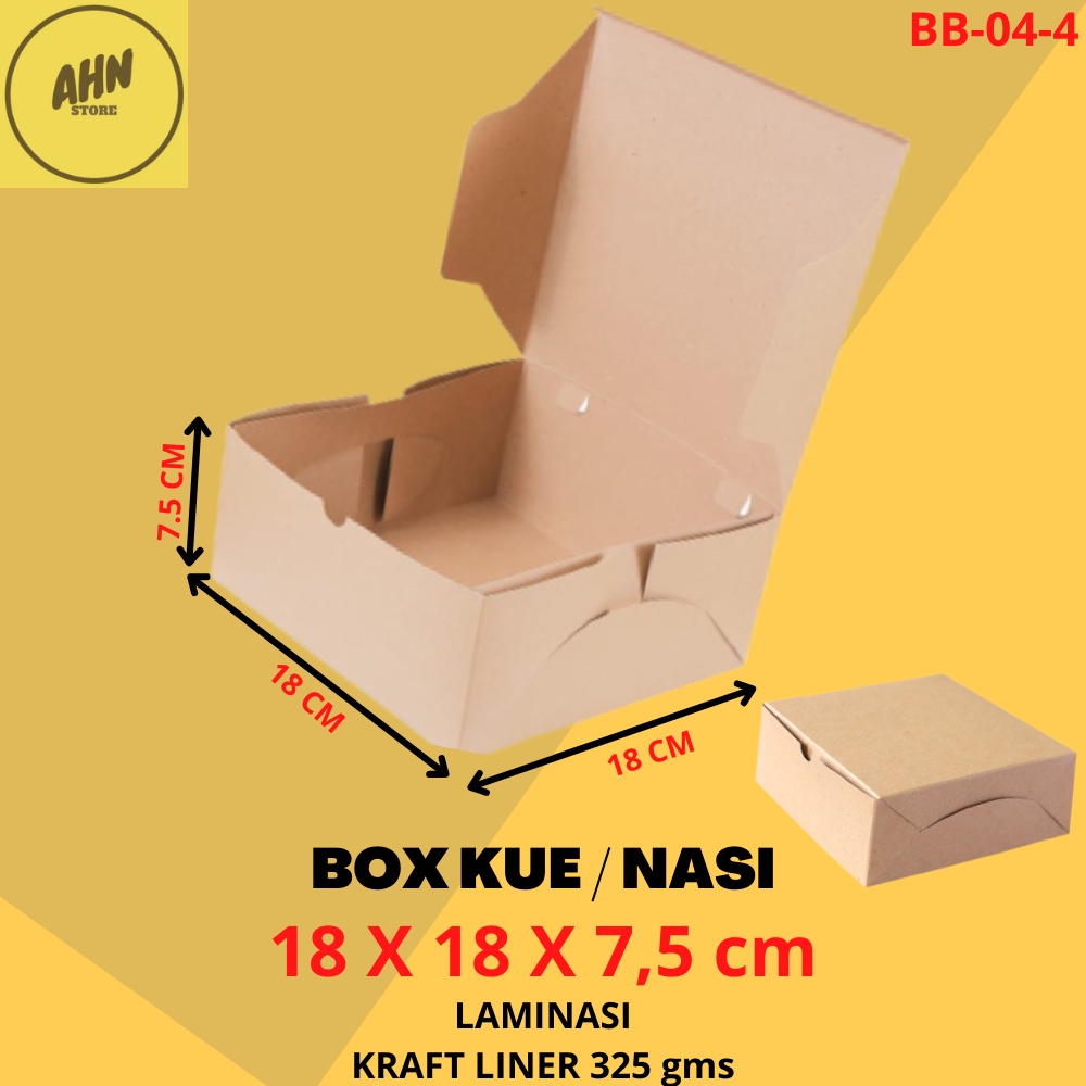 KARDUS BOX MAKANAN NASI KATERING / DUS BOX KARDUS NASI KUE CATERING BESEK UKURAN 18x18x7,5 CM LAMINA