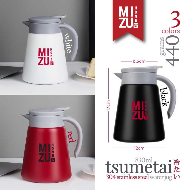MIZU TSUMETAI 830ml 304 Stainless Steel Thermos Water Jug Teko Termos Stenles Air Panas Dingin-7