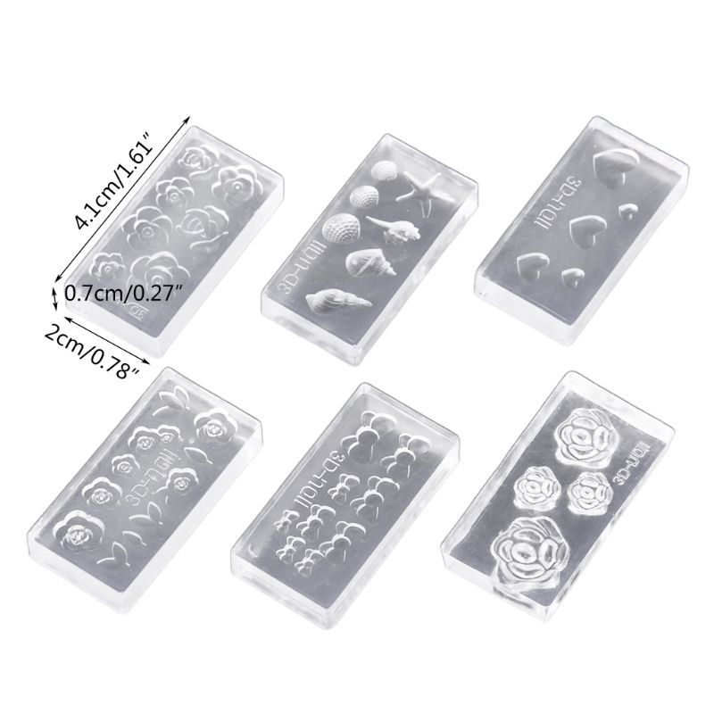 SIY  6Pcs/Set 3D Mini Flower Acrylic Silicone Mold for DIY Earrings Nail Art Mould