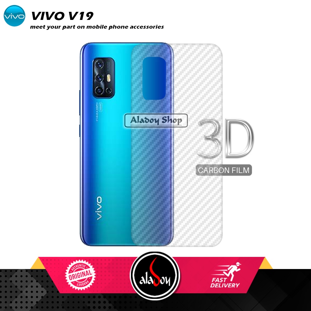 PAKET 3 IN 1 Tempered Glass Layar Vivo V19 Free Tempered Glass Camera dan Skin Carbon