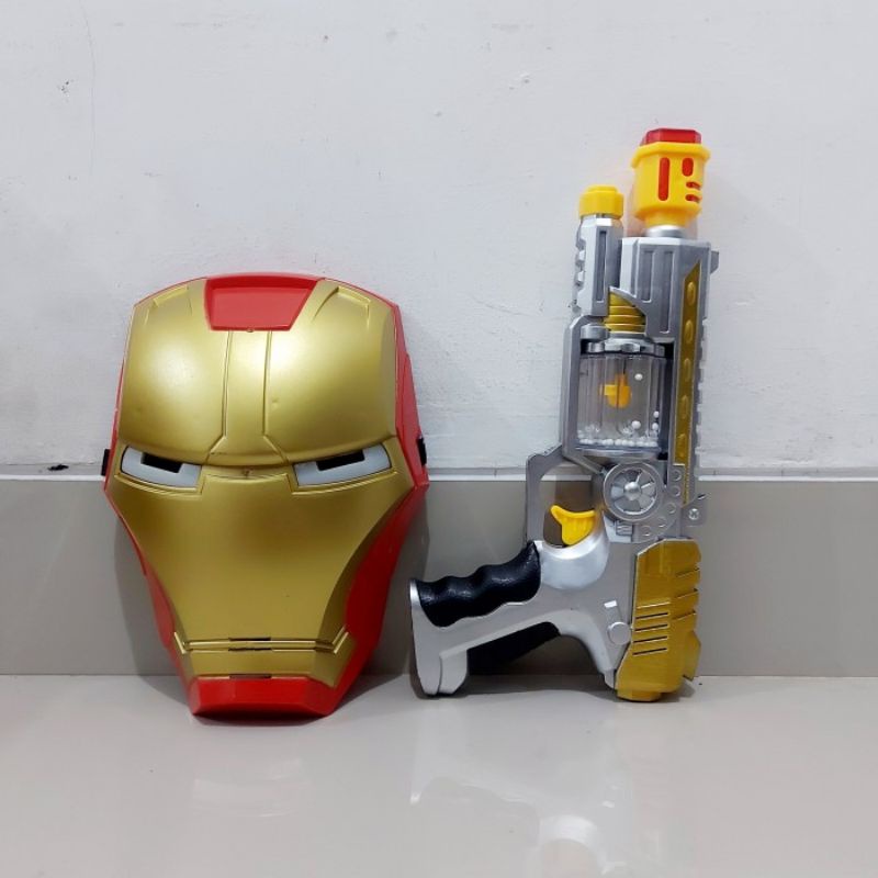 Mainan Set Topeng &amp; Tembakan Ironman - Paket Cosplay Avengers Anak