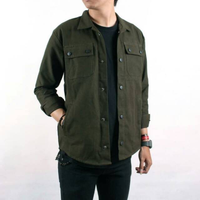 Jaket Semi Parka Original Kanvas Drill terbaru hijau olive hitam army loreng maroon brown