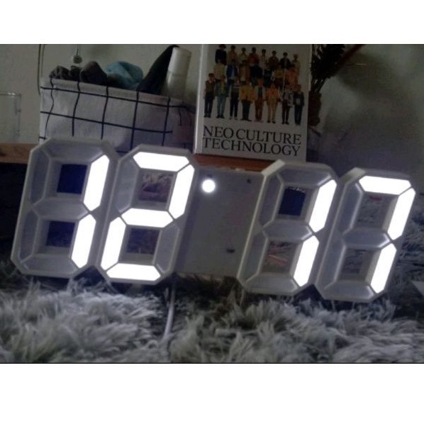 Jam Dinding Digital 3D Clock LED Dinding / Meja