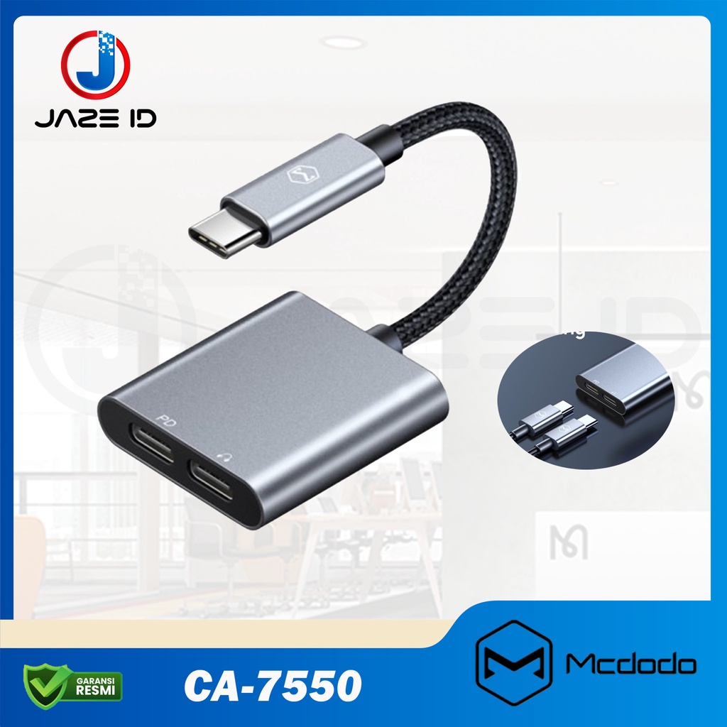 MCDODO CA-7550 Audio Adapter Type C To Dual Type C Charging Call
