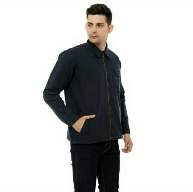 Jaket Casual Semi Parka Biru Navy