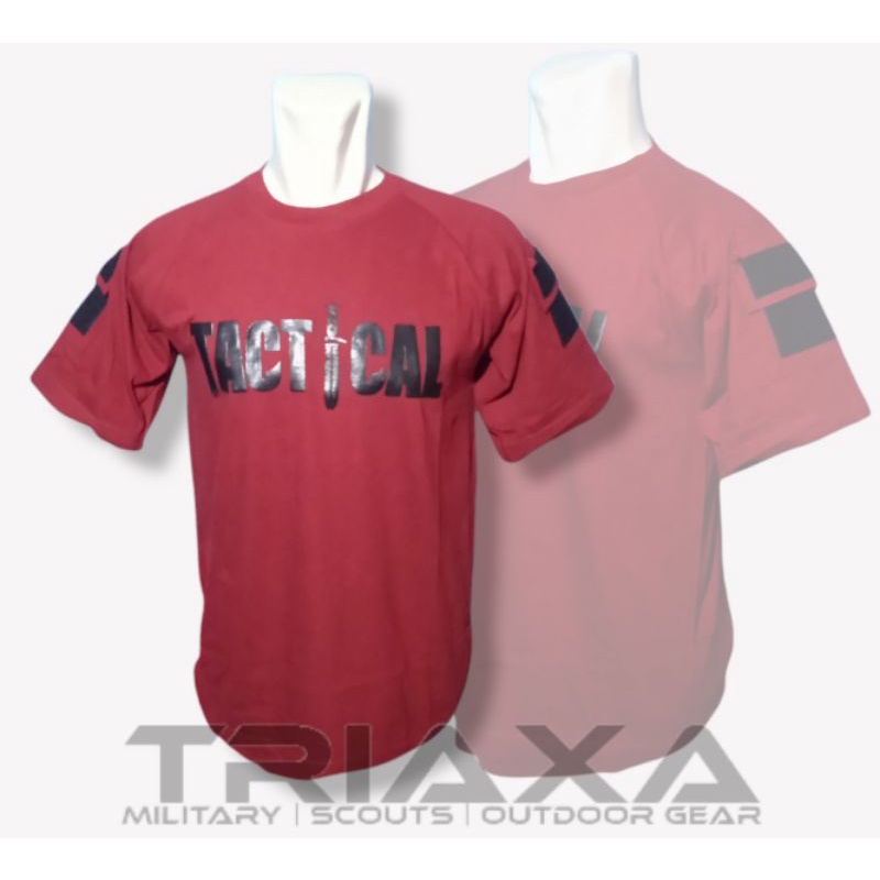 kaos bdu tactical pendek merah maroon_kaos outdoor