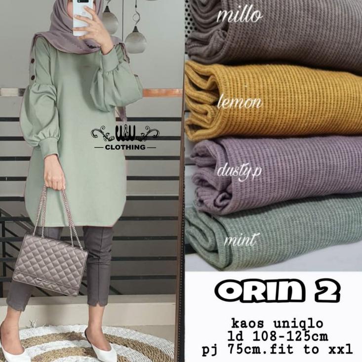 Terbaru.. Orin blouse lengan balon w&w tunik kaos tunik jumbo ld 120 baju atasan wanita kekinian raj
