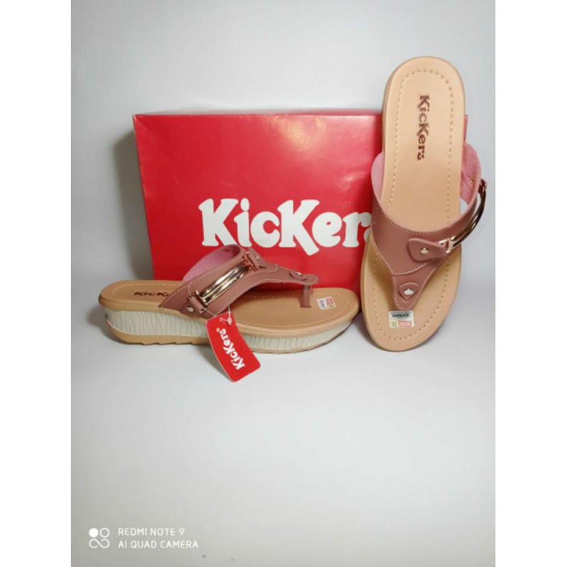 SANDAL JEPIT WEDGES WANITA KICKERS TERBARU SENDAL KASUAL CASUAL JAPIT SELOP SLOP WEDJES FLAT