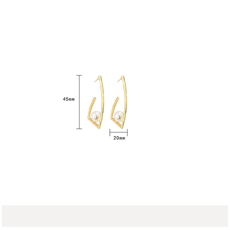 LRC Anting Tusuk Fashion Gold Irregular Pearl Earrings F43349