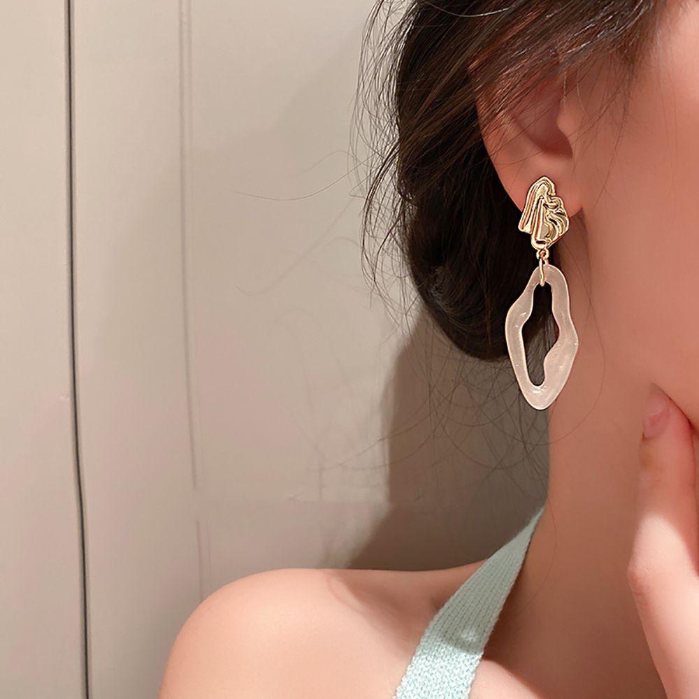 Needway Anting Menjuntai Akrilik Kepribadian Geometris Paduan Gadis Sederhana Wanita Drop Earrings