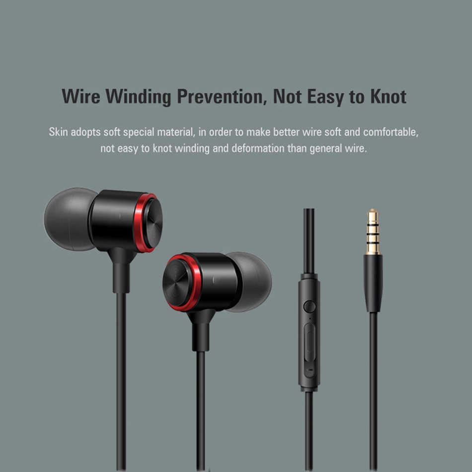 Noise Reduction Wired Headphones Microphone Subwoofer Headset In-ear Metal Sports Music Earphones With 3.5mm Jack For Android IOS