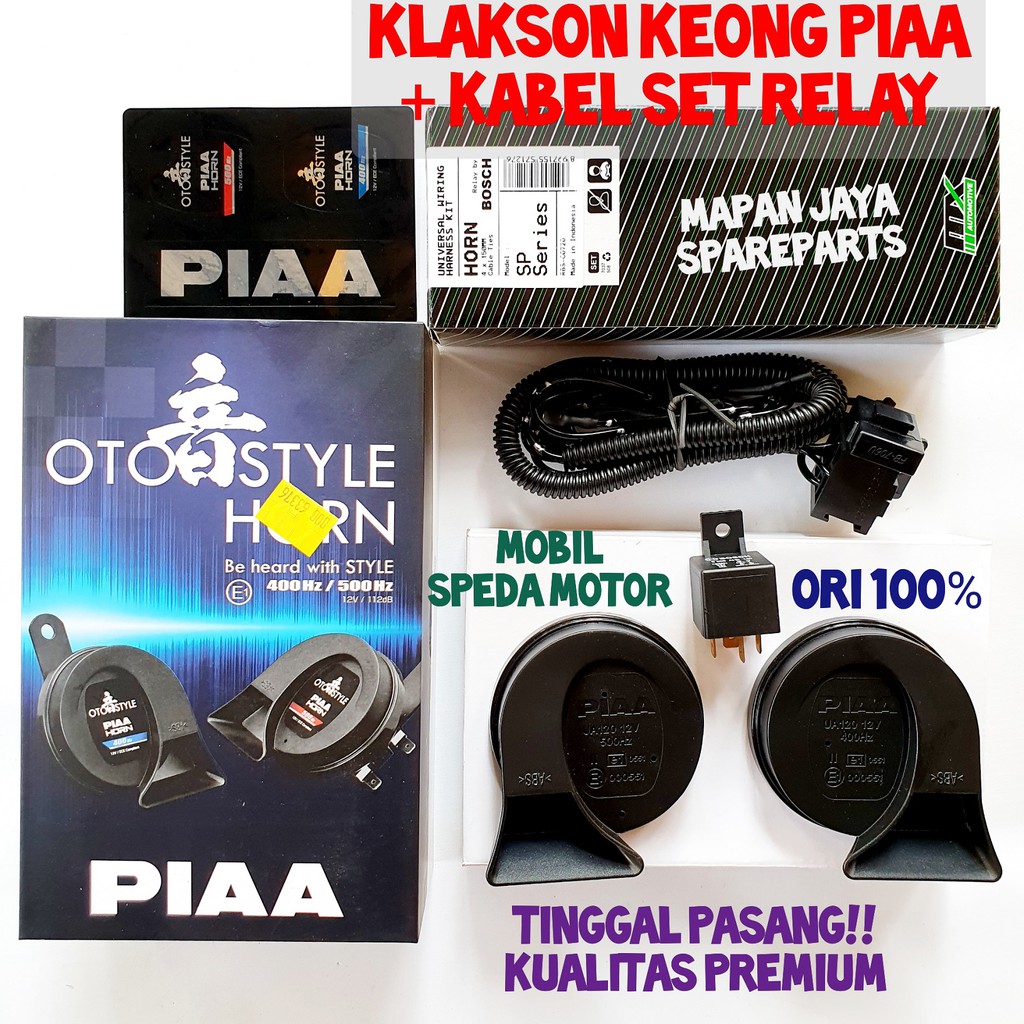 BEL KLAKSON KEONG PIAA OTOSTYLE LENGKAP KABEL SET RELAY ORIGINAL BARU