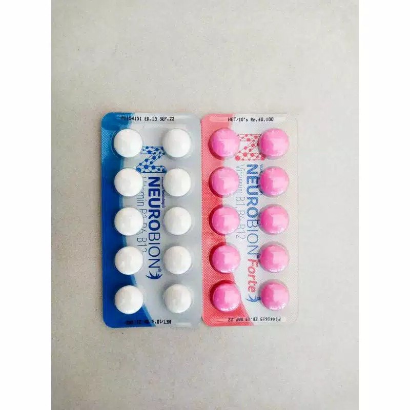 NEUROBION FORTE Merah Pink Strip - Neurobion Biru Putih Blister Isi 10 Tablet - Vitamin B Kompleks B1 B6 B12 Saraf Nyeri