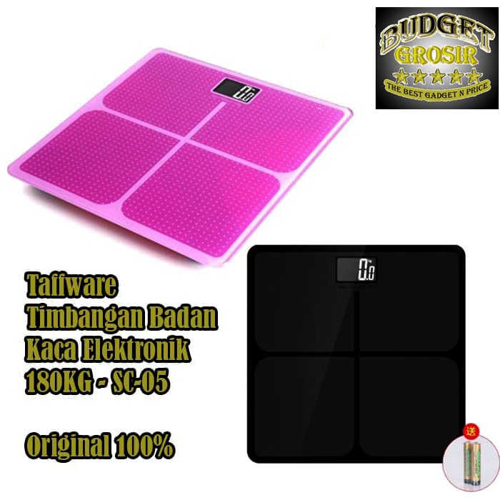 Timbangan Badan Kaca Elektronik 180KG - SC-05 - Pink--Taffware --Digipounds