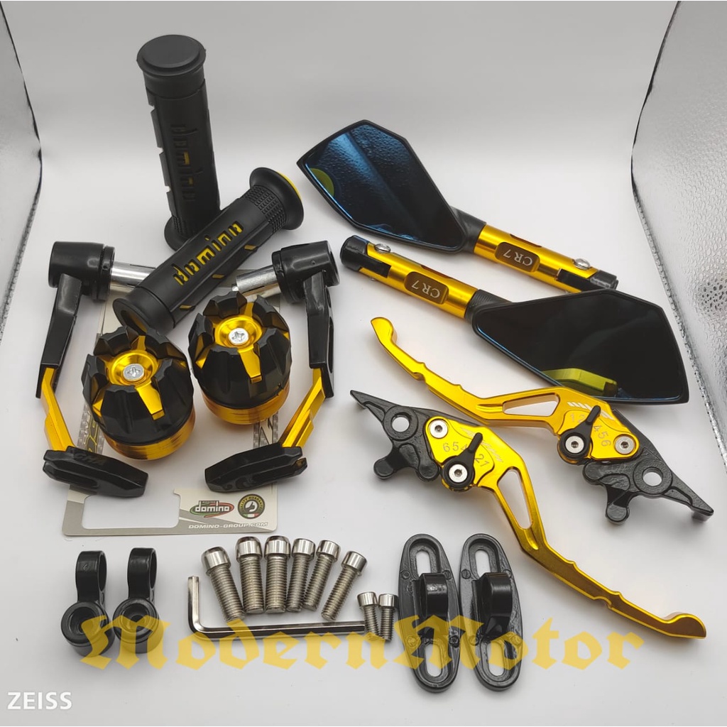 [PAKET 5in1] Spion Tomok V2+Proguard Robot besi+Handle CNC+Grip domino+Jalu as D-Tracker KLX CRF 150 Ninja 250 Ninja R Ninja RR  DTracker CBR 150 Mx-king Vario 160