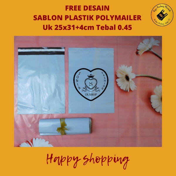 &lt;Free Desain&gt; Sablon Plastik Polymailer Uk 25x35 Plastik Sablon Polymailer Plastik Packing Online Shop Plastik Olshop Promo