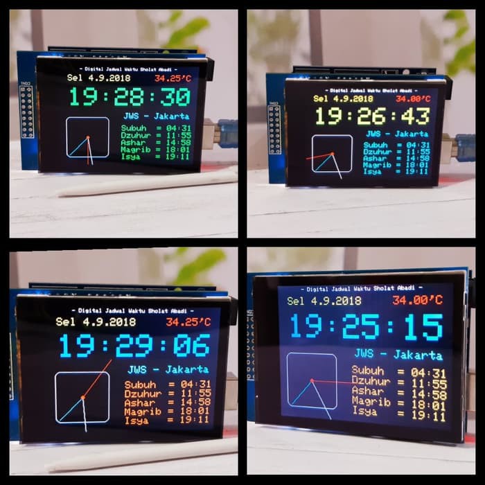 Digital Jadwal Waktu Sholat Abadi Desktop JWS LCD Touchscreen Arduino
