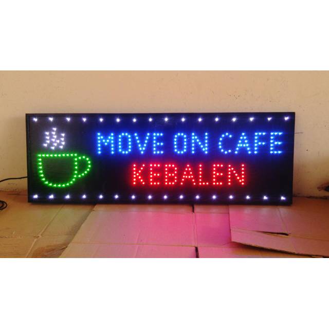 Tulisan lampu led / led sign move on cafe cangkir new